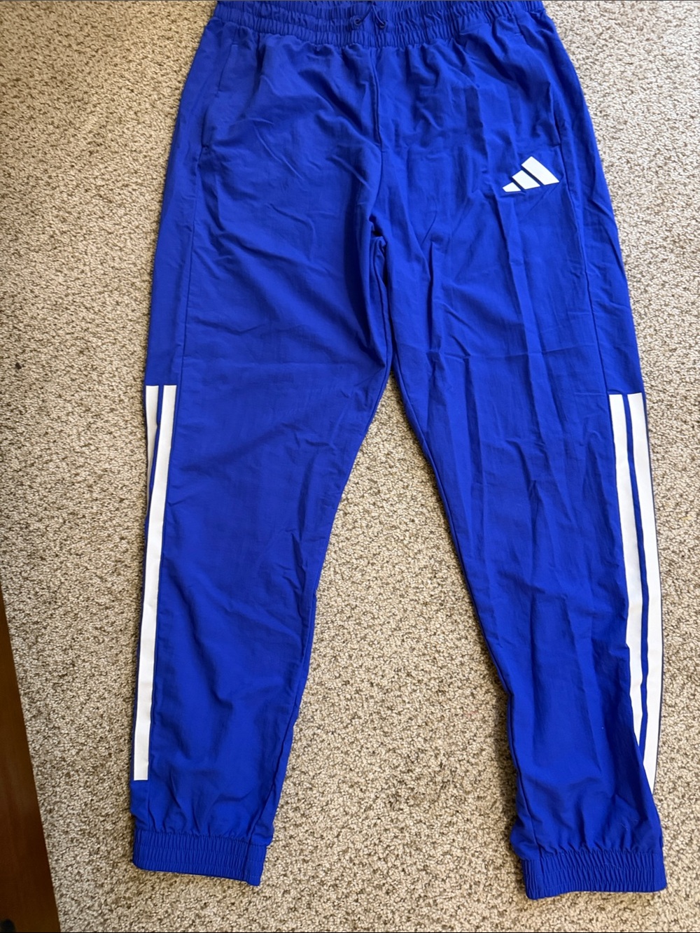 adidas Blue Track Joggers with White Side Stripes